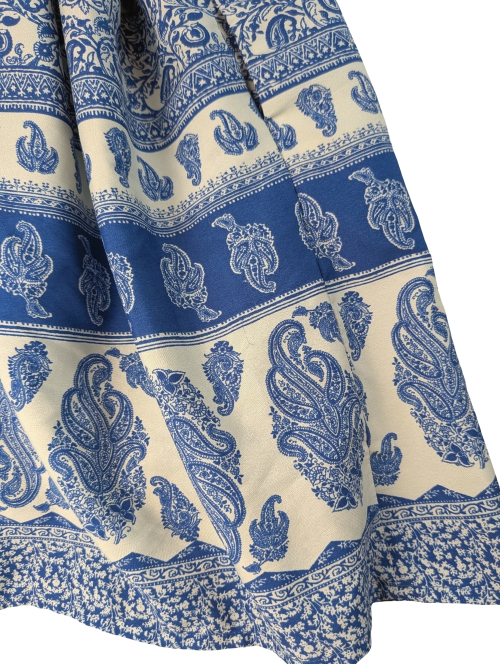 Band Of Gypsies Blue and White Paisley Strapless  Dress Size S Flowy Boho - Picture 5 of 6